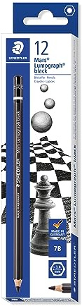 STAEDTLER Künstlerbleistift Mars Lumograph black, Härtegrad 7B, Sechskantform, hochwertige Premium-Bleistifte mit spezieller Minenrezeptur, 12 ST in der Faltschachtel, 100B-7B