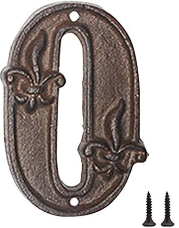 Zayookey Hausnummern aus Gusseisen 12 cm Adressnummernschild Metal House Numbers Rustikale Hausnummern aus Metall für Draußen Briefkasten Garten Tür (Nummer 0)