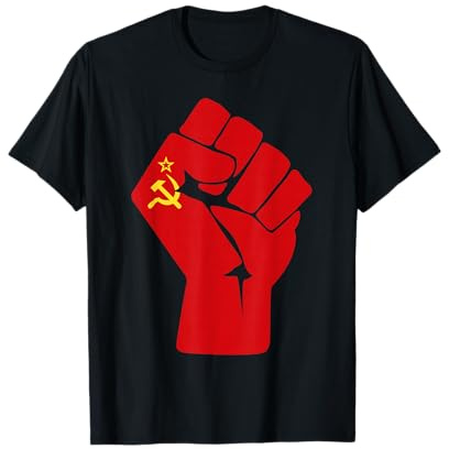 Kommunistische Flagge der Sowjetunion erhobene Faust des Widerstands Symbol T-Shirt
