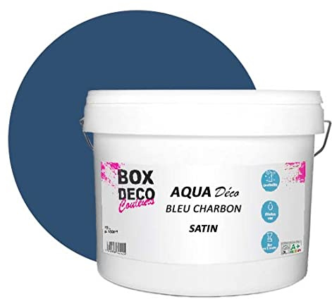BOX DECO COULEURS Aqua Déco Acrylfarbe, Satin-Optik, 10 l/100 m², Karbon-Blau
