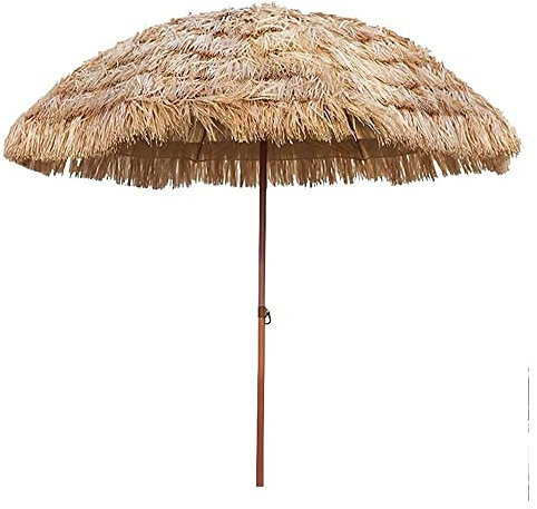 XPGEREP Parasol Pliable, Parasol Inclinable Naturel Parasol de Plage, Parasol Ombrelle Paille pour Terrasse, Balcon, Jardin, Plage/Diameter 200cm / Hight 215cm