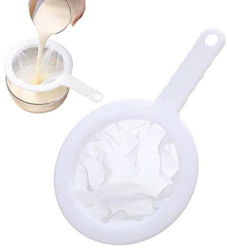 DONJIM Passoire à thé en nylon ultra fine avec trou de suspension, passoire à nourriture pour lait de soja, thé, jus, café, 400 filtres, blanc