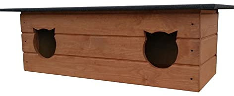 Katzenhaus 110x40 cm Katzenhütte Doppelt draußen Outdoor Winterfest isoliert aus Holz 8581