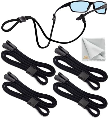SIGONNA Eyeglasses String Holder Strap - Eyeglass Holder Chains for Women Man - Glasses Chain Lanyard Cords - Neck Sunglass Strap Retainer Rope - 4 Cords Black