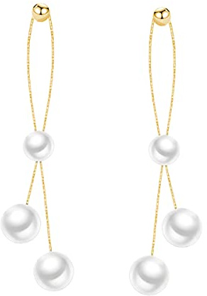 SLUYNZ Sterling Silber Perlen Ohrhänger für Damen Hochzeit Perlen Schlenker Ohrringe Lange Hängend Ohrringe Ohrhänger