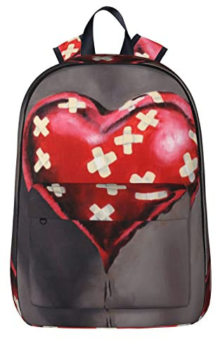 NYHGOXM Rucksack mit Herz-Aufdruck, wasserabweisend, Laptop-Rucksack, Schulanfang und Universität, Schwarz , One size