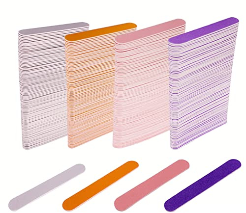 Mini Nail Files Bulk (400 Pcs), Double Sided Emery Board Nail File for Nature Nails, Manicure Tool Set Disposable Colorful Nail File for Home Salon Use Travel Size Men Women Kids Wood Board
