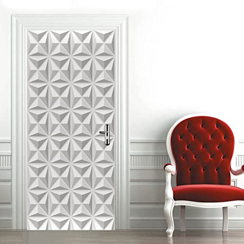 Adesivo Porta Autoadesiva Adesivi Porta bianca in bassorilievo per Porte Interne 3D Pellicola Adesiva Poster Sticker Murale Parete Carta da Parati Adesivo per pareti e Porte L95 x A215cm