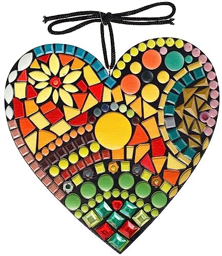Donboly Large Mosaic Garden Heart Sculpture Decor Ornaments, Resin Colorful Love Garden Decorations, for Indoor Outdoor Home Bedroom Office Garden Large Garden (20cmx20cm)
