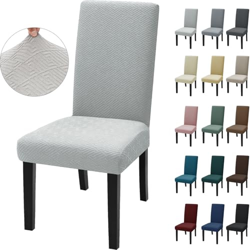 Ystyle Universale Stretch Stuhlhussen 6er Set, Silber Grau | Elastische Stuhlbezüge, Moderner Hussen für Stühle, Waschbar Chair Covers, Komfort-Stuhl Überzug für Esszimmer Restaurant