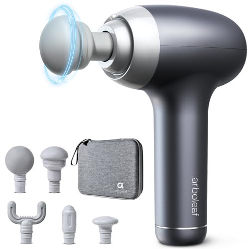 arboleaf Massagepistole Massage gun Tiefengewebe, Muskelmassagepistole zur Schmerzlinderung mit 5 Aufsätzen & 5 Stufen Leistungsstarke Ganzkörper Muskel Massage und Entspannung mit Koffer