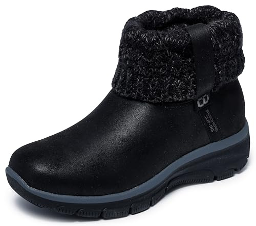 Skechers Women's Easy Going Cozy Weather 2 Casual Shoes, Black Microleather/Knit, 5 UK