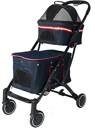 hxoity 2 Etagen Hundewagen Haustiere Buggy Abnehmbarer Hundebuggy 4 Rädern Katzenbuggy Mit Netzfenstern Für 2 Kleine Hunde Katzen Haustiere Bis 10 Kg / 20 Kg