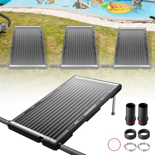 LZQ Poolvärmare solpanel solvärmare poolvärmare anslutning Ø 50 mm för varmvatten pool trädgårdsdusch, 111,5 x 66 x 6,5 cm svart rektangulär 3 stycken
