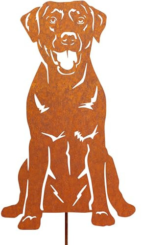 JYUECIAN Labrador Gartenstecker Rost Gartendeko Metall Hund Roststecker für Draußen, 30 cm