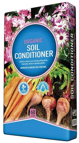 60L Organic Soil Conditioner Garden Compost Soil Bags Ideal For Planting, Flower Beds, Sowing Baskets & Tubs (1 Bag (60 Litres))