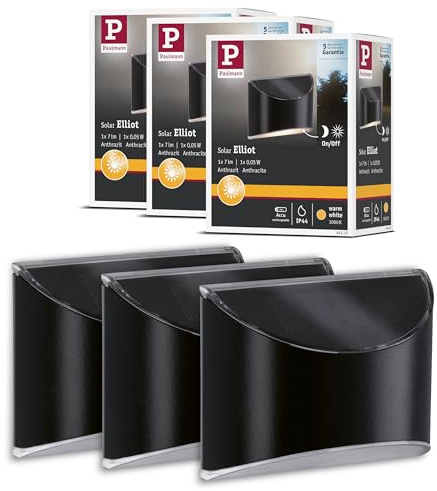 Paulmann 5218 Set Solar LED Wegeleuchte Elliot 3er-Set IP44 3000K 3x5lm Anthrazit