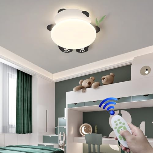 RuiRfh LED Kinderzimmerlampe Schlafzimmer Deckenlampe Modern Cartoon Panda Dimmbare Deckenleuchte Acryl Lampenschirm 3000K-6000K mit Fernbedienung Beleuchtungskörper Kücheninsellampe Restaurant Kronle