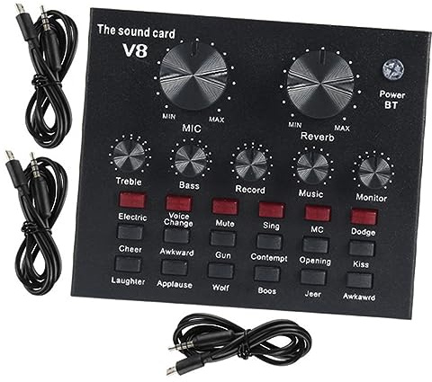 Tarjeta de Sonido Profesional para Transmisión en Vivo Micrófono | Color Negro, Metal, Ajuste de Volumen del Micrófono, Chip de Reducción de Ruido Inteligente, para Charlas Divertidas