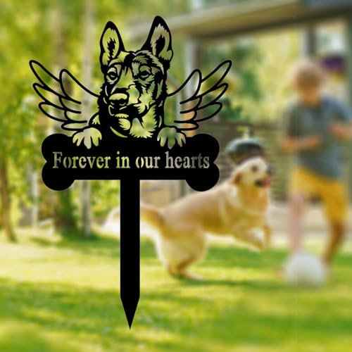 RoPox Grabstecker für Haustier,Grabschmuck Hund oder Katze,Design Edelstahl Grabstecker Katzenfigur,personalisiert mit Wunschtext Haustier, Trauer, wetterfester Gedenkpfahl als Grabschmuck