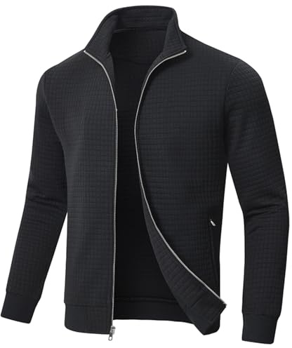 Huayuzh Jacke Herren übergangsjacke Winter Karierten Jacquard Alltag Freizeit Leicht Jacken mit Reißverschlusstasche
