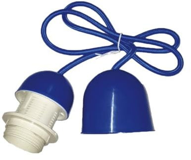 Set aus Lampenfassungen mit 1 m langem Kabel und Rose, E27-Gewinde, blau. Ideal, um Ihrem Raum einen modernen und eleganten Touch zu verleihen und Funktionalität und Stil in Beleuchtung zu