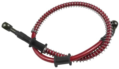 MOCNT Rojo 90cm Manguera de Aceite Freno de Motocicleta Latiguillo de Aceite Freno Moto Tubo de Freno Hidráulico Reforzado Tubo Manguera Embrague Freno Línea con Primavera