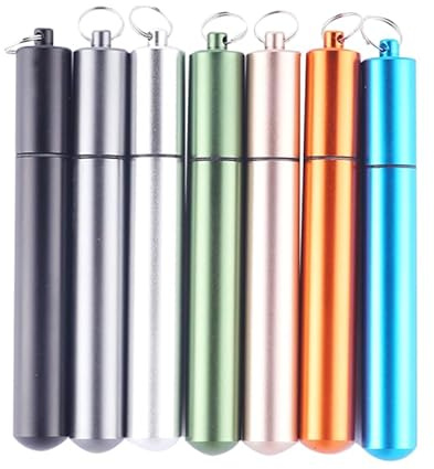 Cabilock Juego de pajitas plegables de acero inoxidable, portátiles, reutilizables, para bebidas calientes y frías, cepillo ecológico de grado alimenticio