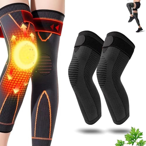 1 Pair Aicao Kneeca Acupressure Self Heating Knee Sleeve, Aicao Knee Protection for Warm, Ai cao Best Knee Brace For Women and Men, Relieve Knee Pain (Black,L (13.7 - 15.7 ))