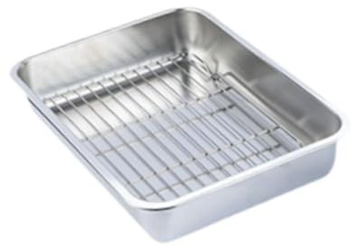 Milageto Plaque de Cuisson avec Grille et Support, Passoire à, Ustensiles de Four en Acier, 36x27x7cm