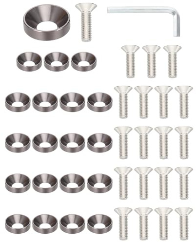 PATIKIL Kit De Arandelas Avellanadas M6, Juego De 20 Piezas De Aleación De Aluminio Para Tornillos De Cabeza Plana Para Accesorios Mecánicos Y Modelos DIY, Gris