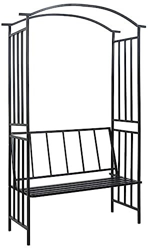 Arche de jardin avec banc en fer Noir 128 x 50 x 207 cm