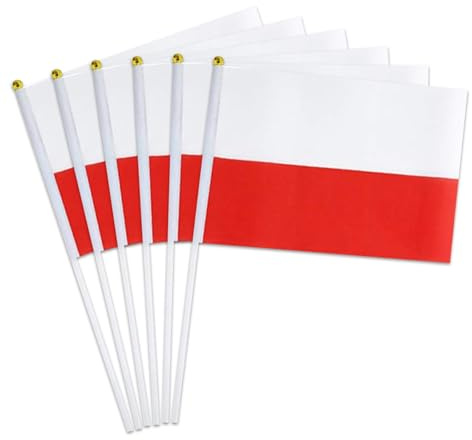 Pequeña bandera polaca, paquete de 12 mini banderas de Polonia de mano para desfiles al aire libre, decoraciones patrióticas del 4 de julio (Polonia)