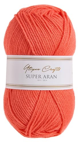 Utopia Crafts Super Aran - Ovillo de lana para tejer y ganchillo, 100 g (melocotón vibrante)