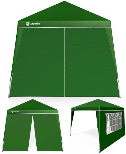 CASARIA® Pavillon Pop-Up 3x3m inkl. 2X Seitenteile Farbauswahl UV-Schutz 50+ inkl. Tasche wasserdicht faltbar Faltpavillon Zelt Festival Capri Grün
