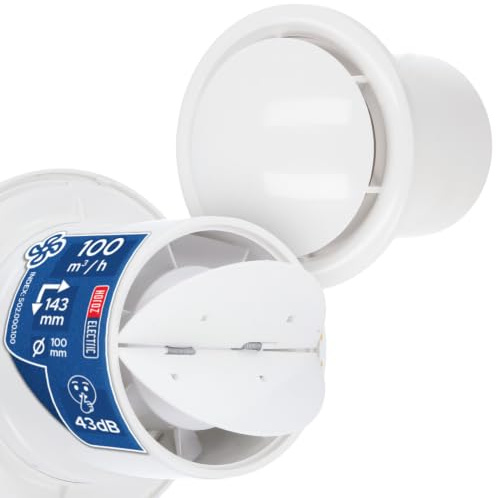 HOROZ ELECTRIC Extractor Baño 100 mm Silencioso Blanco Redondo 12W AIRYMAX 2 - Extractor de Aire 100 m³/h 43 dB -Ventilación Baño Cocina y Aseo - Antihumedad y Antimoho