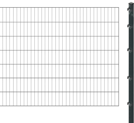 Einstabmattenzaun inkl. Pfosten zum Einbetonieren (Höhe: 140 cm, Länge: 2 m) | Einstabmatten in Anthrazit | UV- und witterungsbeständig