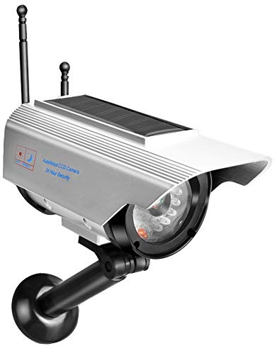 FILFEEL Telecamera Finta a LED a Energia Solare Fotocamera Fittizia D'argento Esterna per il Parco Magazzino di Home Office