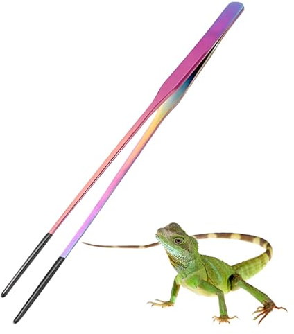 Reptile Feeding Tongs - With Silicone Soft Tips, 10.6 Inch Stainless Steel Tweezers For Terrarium Tanks | Feeder Tool For Bearded Dragon, Gecko, Lizard, Snake, And Aquatic Plants