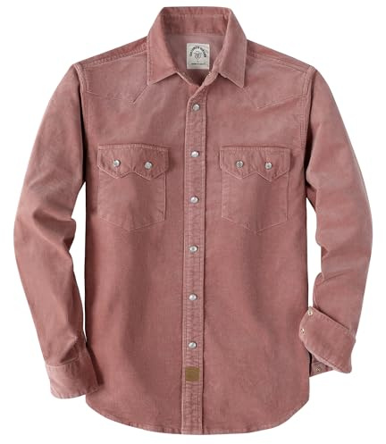 Dubinik® 10 oz Ultra Pesante Camicia da Uomo in Velluto A Coste Western Giacca Bottoni Automatici Manica Lunga Due Tasche