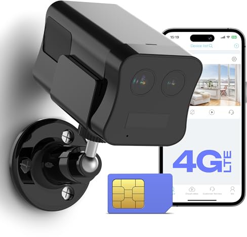 4G LTE Überwachungskamera ohne WLAN, 2K Dual-Lens Innenkamera mit 6× Zoom & PIR Bewegungserkennung, 3000 mAh Akku, Nachtsicht, SD/Cloud-Speicher, Kabellose Sicherheitskamera für Haus & Wohnung