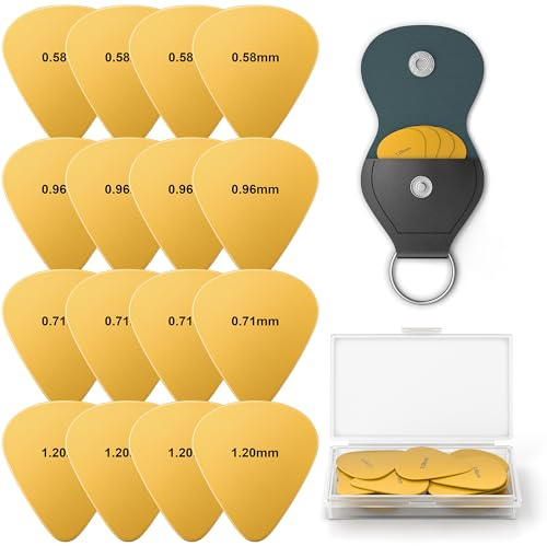 16 Pcs Médiator Guitare en Nylon Dépoli, Antidérapant Set de Médiators avec 4 Épaisseurs (0.58-1.2mm) pour Guitare Électrique, Acoustique, Basse, Ukulélé - Étui de Rangement Inclus
