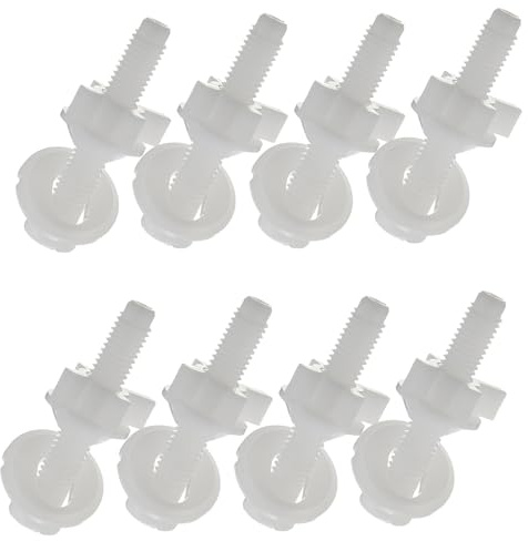 SHINEOFI Kit de Fixation Abattant Wc en Plastique Blanc, 8 Pièces, Boulons et Vis de Siège de Toilette pour Remplacement, Accessoires Salle de Bain Résistants à L’humidité, Compatible