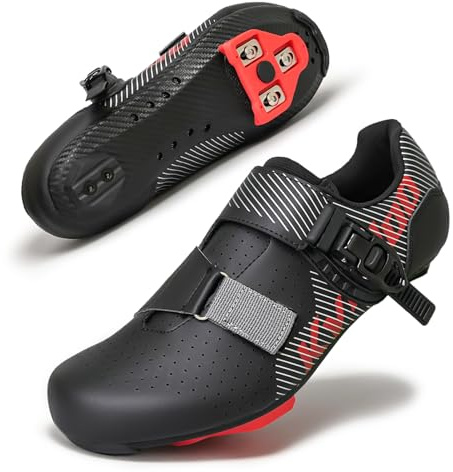 Kyedoo Mens Wide Cycling Shoes Compatible with Peloton Bike Shoes for Indoor Outdoor with Delta Cleats Gym Racing Bicycle Size 9.5 Black