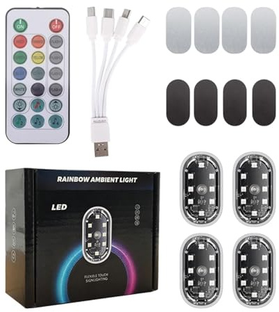 Genérico 4 Uds Luces Estroboscópicas LED Magnéticas Recargables Inalámbricas Con Control Remoto - Luz De Advertencia Anticolisión Impermeable Alimentada por USB 8 Colores Para Coche Camión Moto