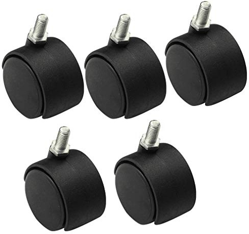 Premium Swivel Office Chair Casters with Brakes M8 Stem 100kg Load Capacity Caster Wheels for Carpet & Hardwood Floors - Set of 5
