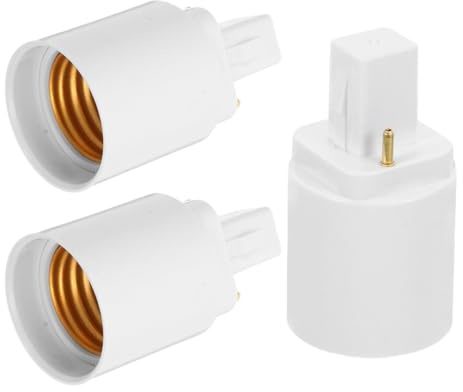 Zerodeko Adattatore a E27 Base a 2 Pin 3 Pezzi G24d Lampadina e Design Versatile e Sicuro, Materiale Pbt Ignifugo e Rame Nichelato Uffici e Negozi