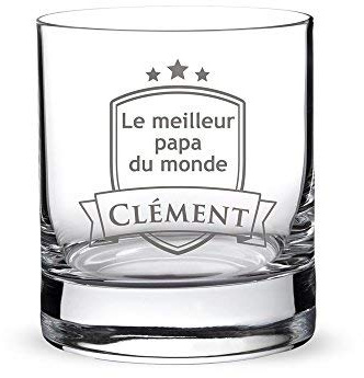 AMAVEL Verre Tumbler Droit de Dégustation pour Whisky, Rhum, Cognac avec Gravure, Blason Personnalisé pour Papa, Prénom, 320 ML
