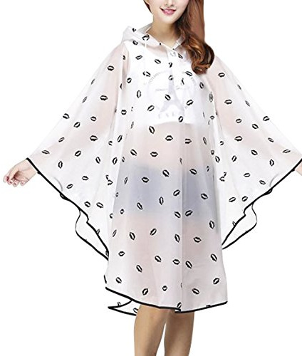 Petite Fortune Nouveauté Cape de Pluie Femme Poncho Pluie Imperméable à Capuche Raincoat Manteau de Pluie Étanche Coupe-Vent Moto Vélo pour Voyage/Randonnée/Camping/Activité en Plein Air