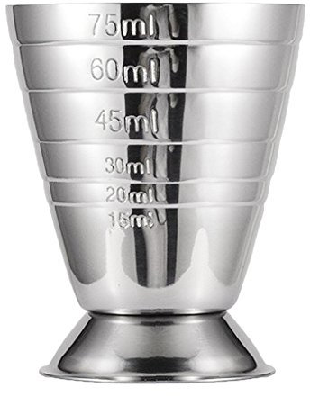 Misurino Jigger 75 Ml, Accessori Bar, Cocktail, Shaken, Misurino in Acciaio Inossidabile, Jigger, Dosatore, Cocktail Barman, Drink Mixer-, Argento